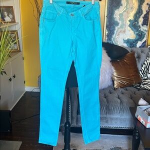 PZI Candy Skinny Jeans Coral Pink Stretch Denim Size 8 long